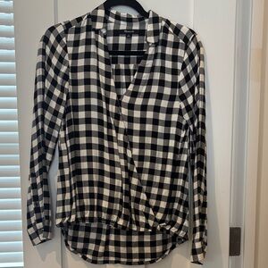Madewell Black and White Buffalo Plaid Button-Front Blouse